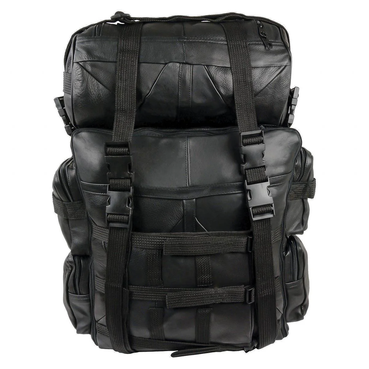 Milwaukee Leather SH537 Large Black Motorcycle Large Leather Deluxe Sissy Bar Pack Bag - Image 3