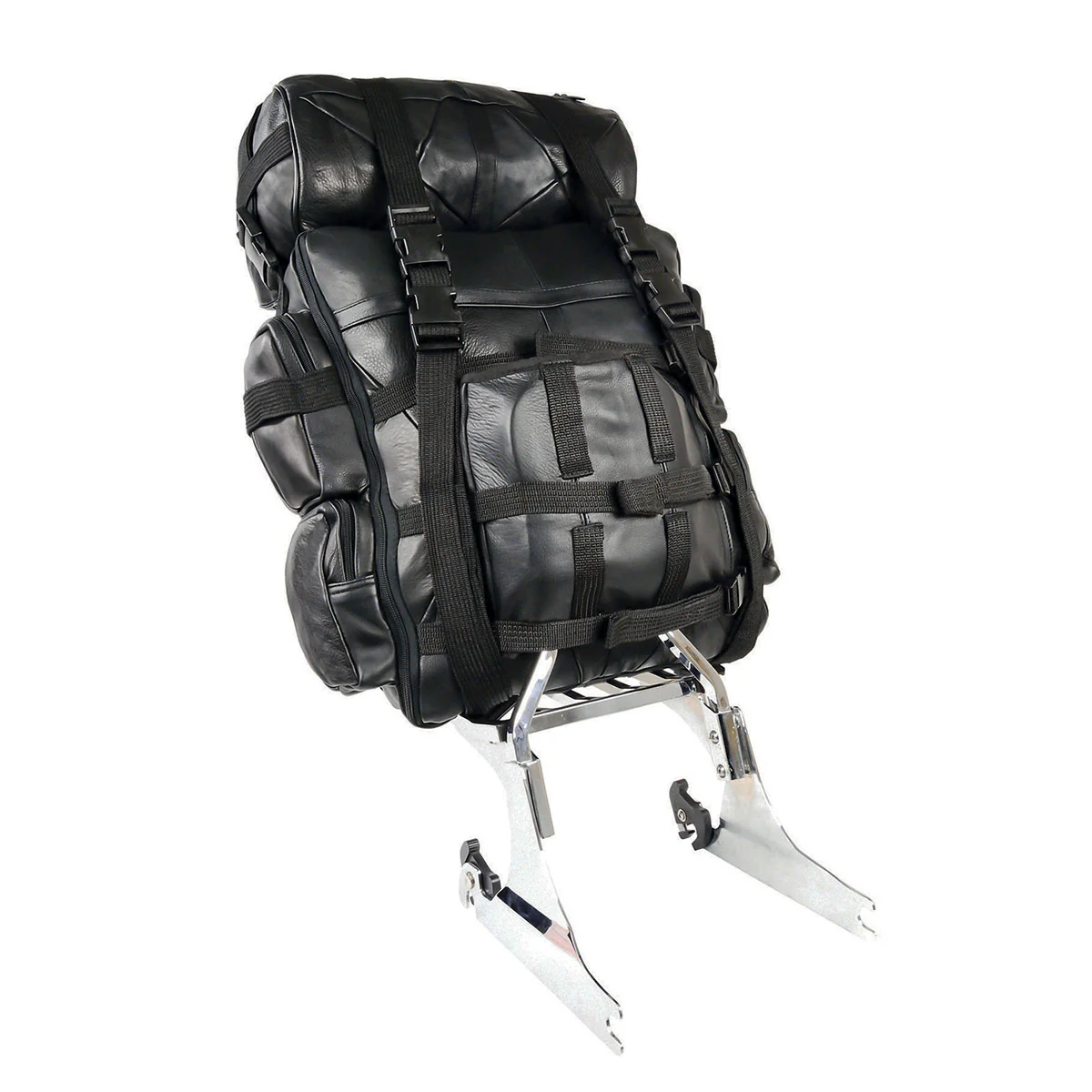 Milwaukee Leather SH537 Large Black Motorcycle Large Leather Deluxe Sissy Bar Pack Bag - Image 4