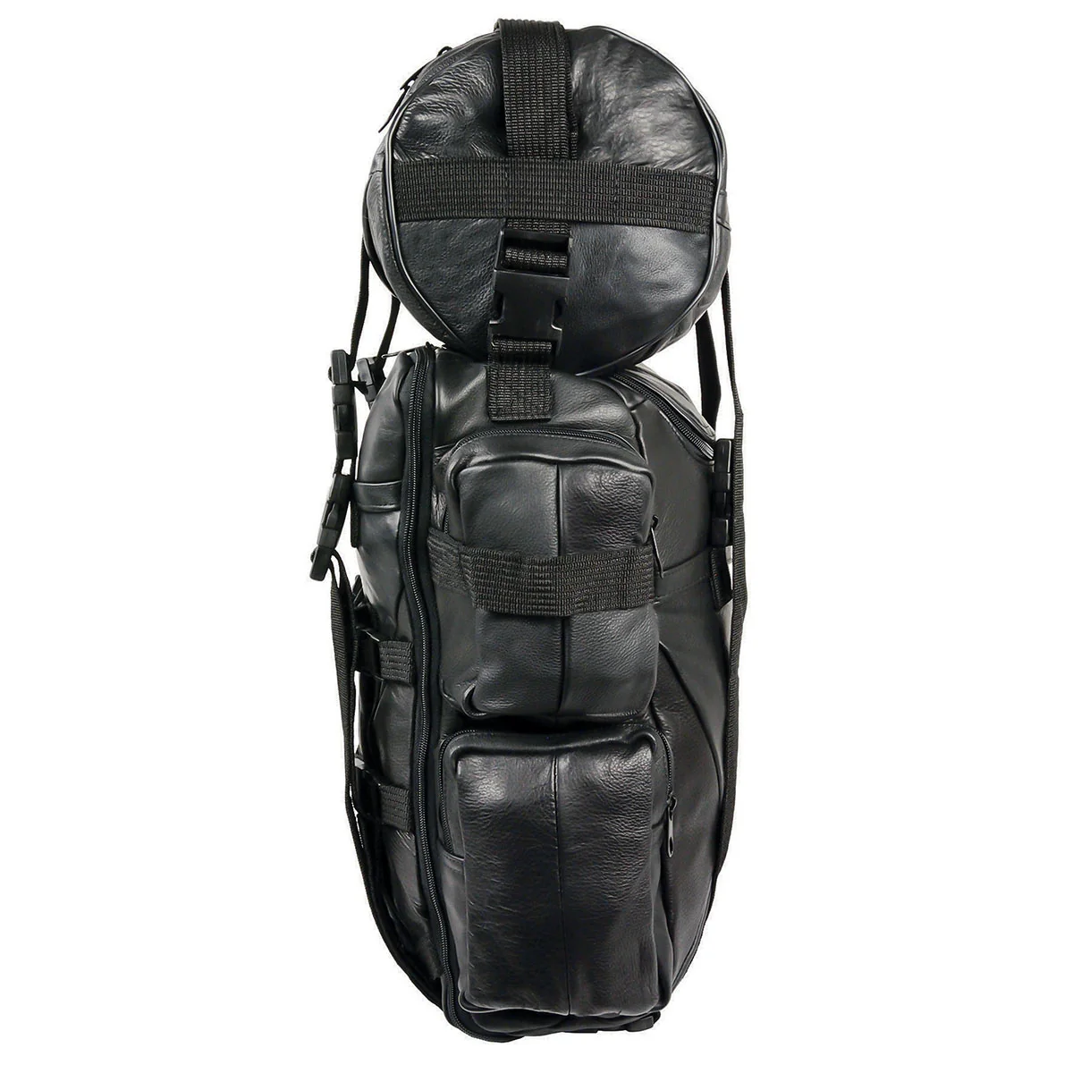 Milwaukee Leather SH537 Large Black Motorcycle Large Leather Deluxe Sissy Bar Pack Bag - Image 5