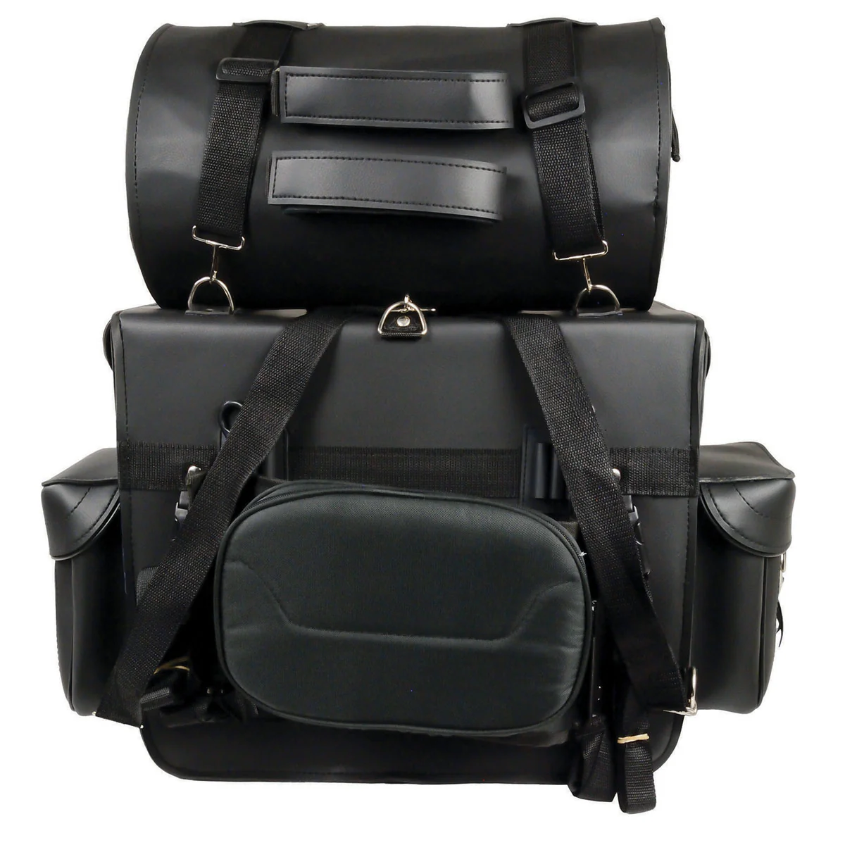 Milwaukee Leather SH539 Large Black Motorcycle PVC Large 2 Piece Touring Sissy Bar Bag - Image 4