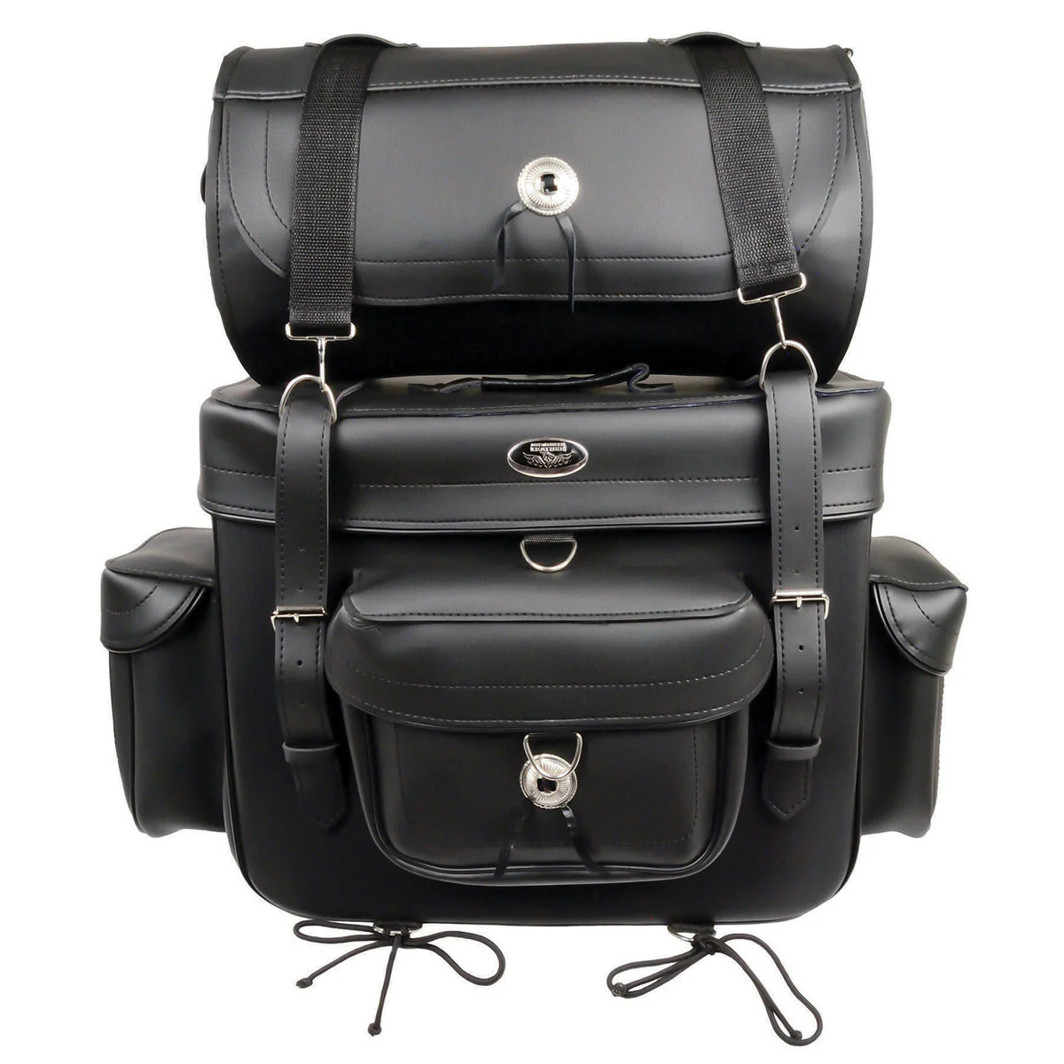 Milwaukee Leather SH539 Large Black Motorcycle PVC Large 2 Piece Touring Sissy Bar Bag - Image 7