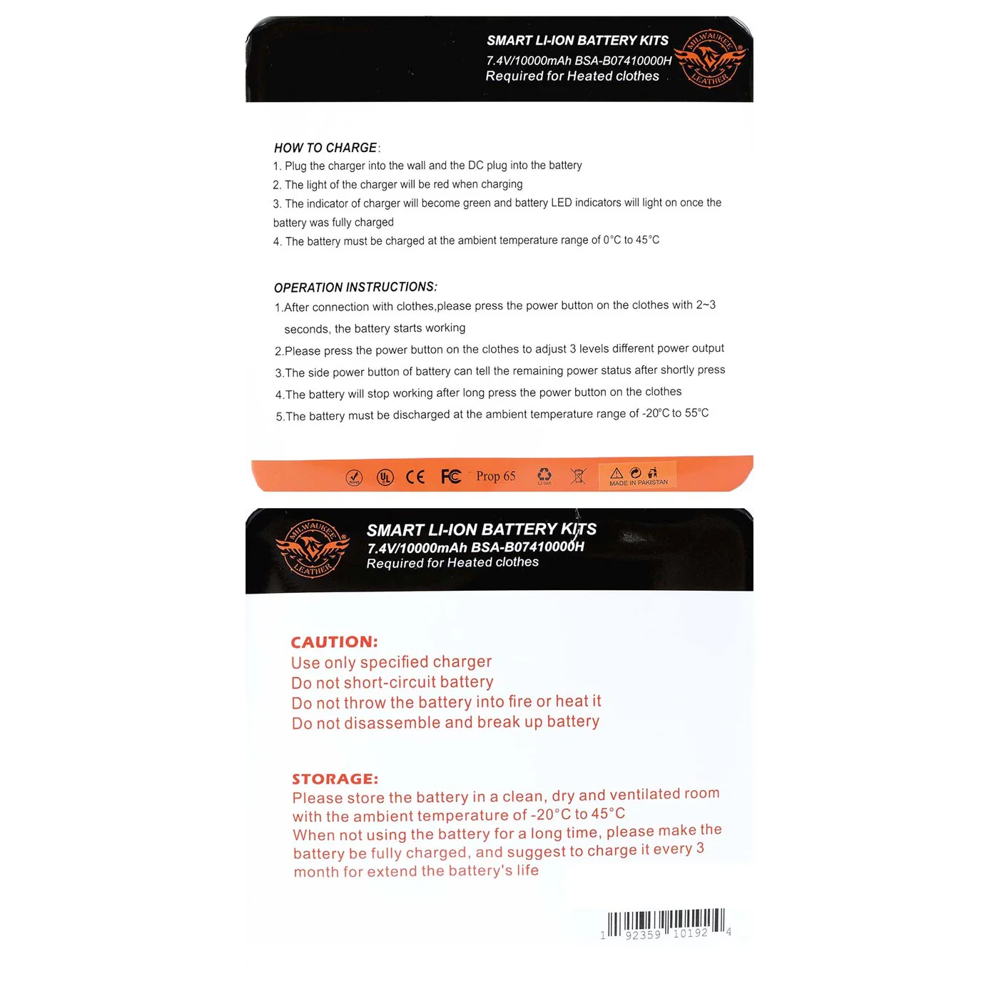 Milwaukee Leather - Nexgen Heat Heated Gear 7.4V 10000mAh Rechargeable Battery Pack w/ Wall Charger-BAS-7410000H - Image 4