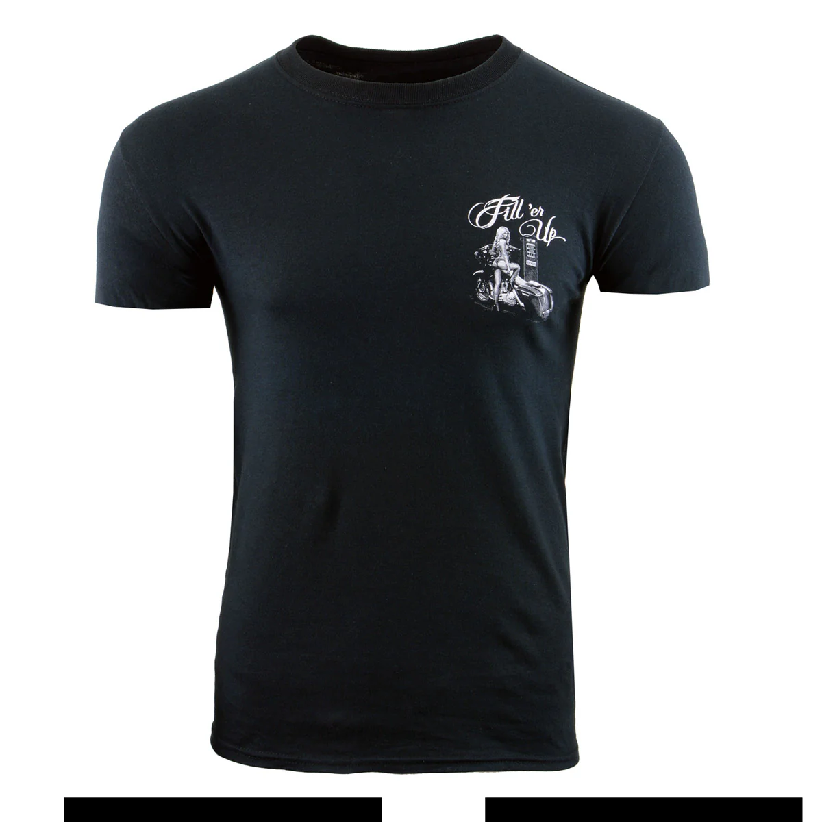 Milwaukee Leather BCC116014 Men's Black 'Filler Up' Motorcycle Cotton Print T-Shirt - Image 3
