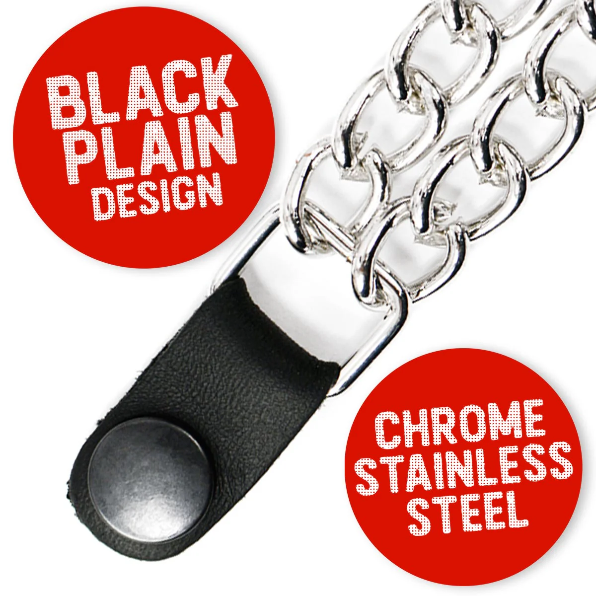 Milwaukee Leather Black Medallion Vest Extender - Double Chrome Chains Genuine Leather 6.5" Extension 4-PCS MLA6016SET - Image 4