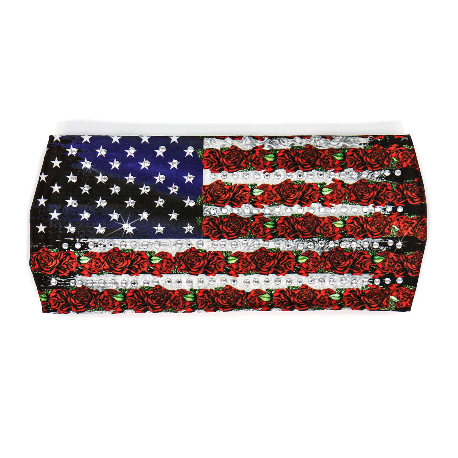 Milwaukee Leather | Bling Designed Wide Headbands-Headwraps for Women Biker Bandana with Flag Roses - MLA8021 - Image 2