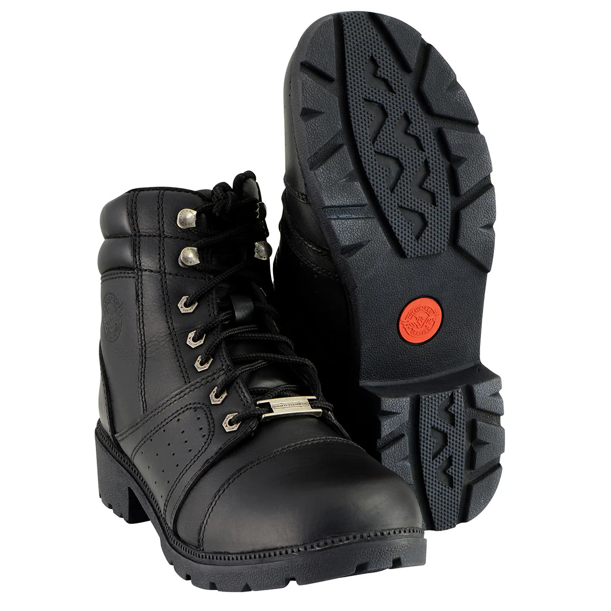Milwaukee Leather Women's Black Leather Lace-Up Motorcycle Rider Boots with Side Zipper MBL9300 - Image 2