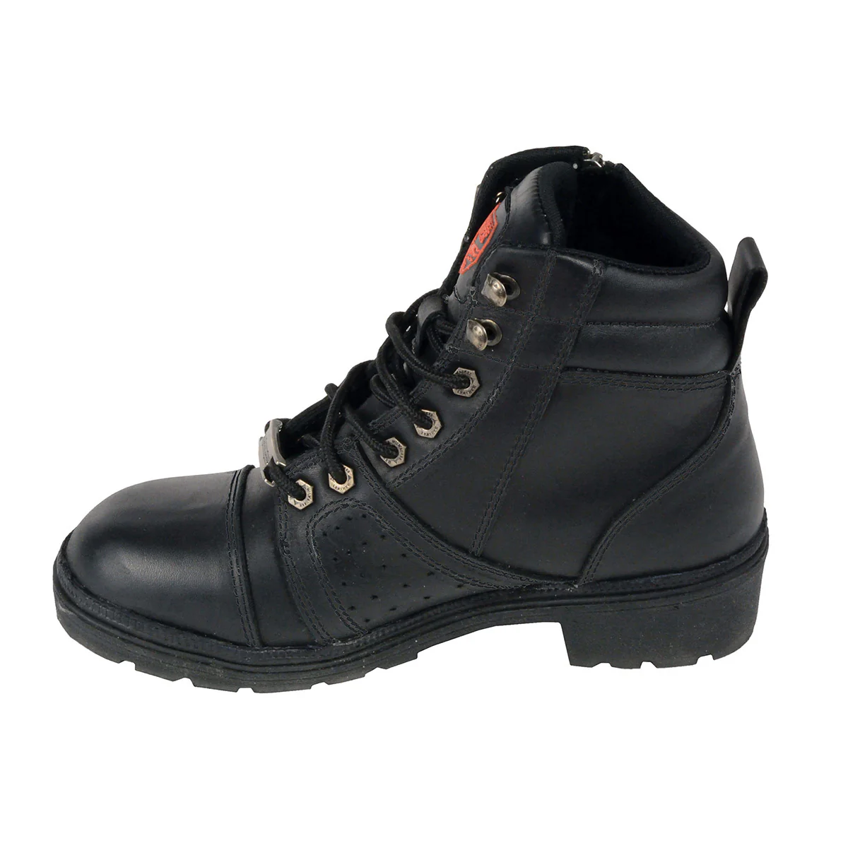 Milwaukee Leather Women's Black Leather Lace-Up Motorcycle Rider Boots with Side Zipper MBL9300 - Image 4