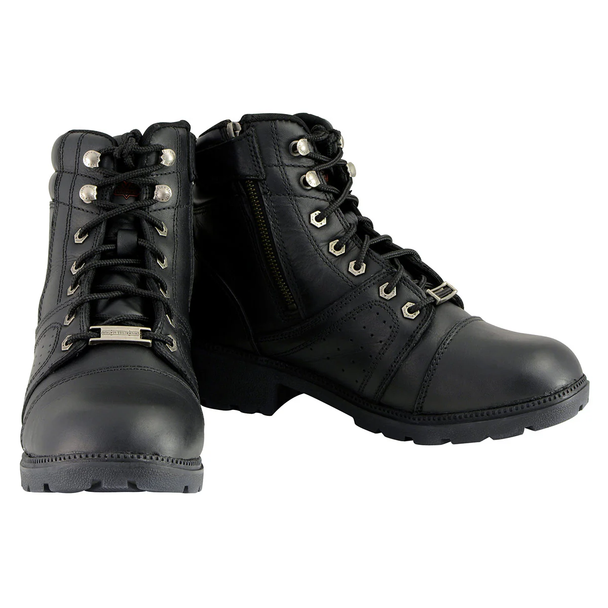 Milwaukee Leather Women's Black Leather Lace-Up Motorcycle Rider Boots with Side Zipper MBL9300 - Image 5