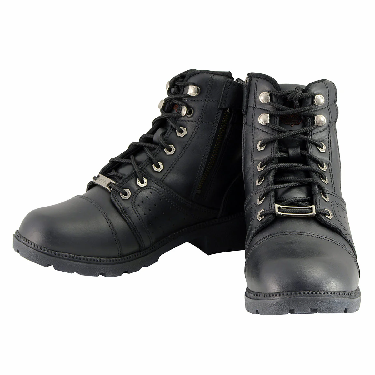 Milwaukee Leather Women's Black Leather Lace-Up Motorcycle Rider Boots with Side Zipper MBL9300 - Image 6