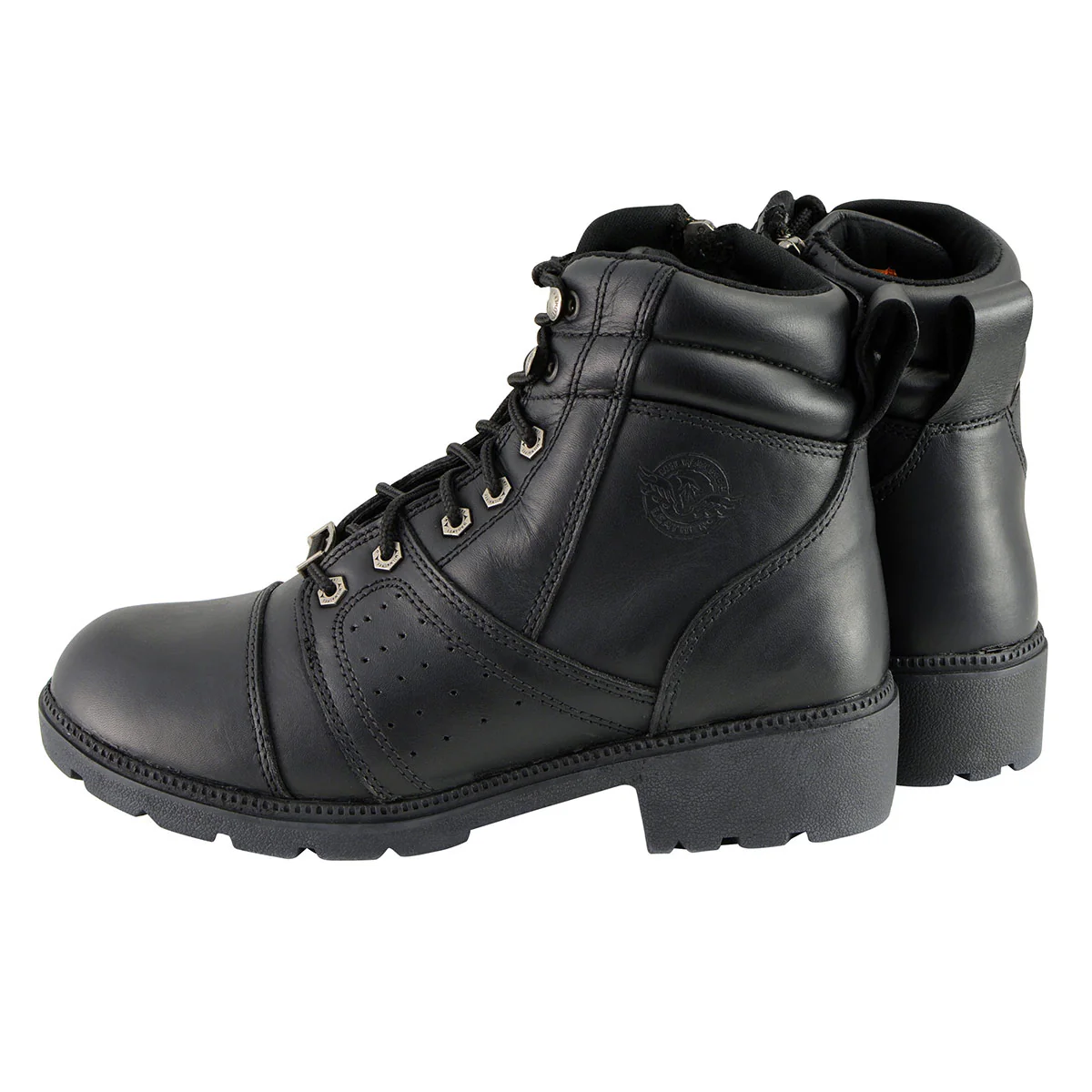 Milwaukee Leather Women's Black Leather Lace-Up Motorcycle Rider Boots with Side Zipper MBL9300 - Image 8