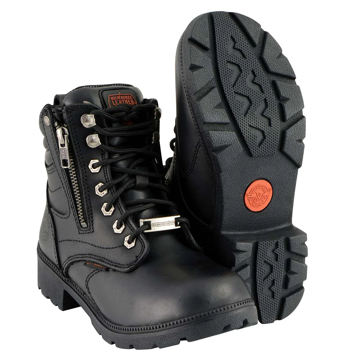 Milwaukee Leather MBL9321WP Women's Black Waterproof Lace-Up Motorcycle Biker Rider Boots w/ Side Zipper - Image 10
