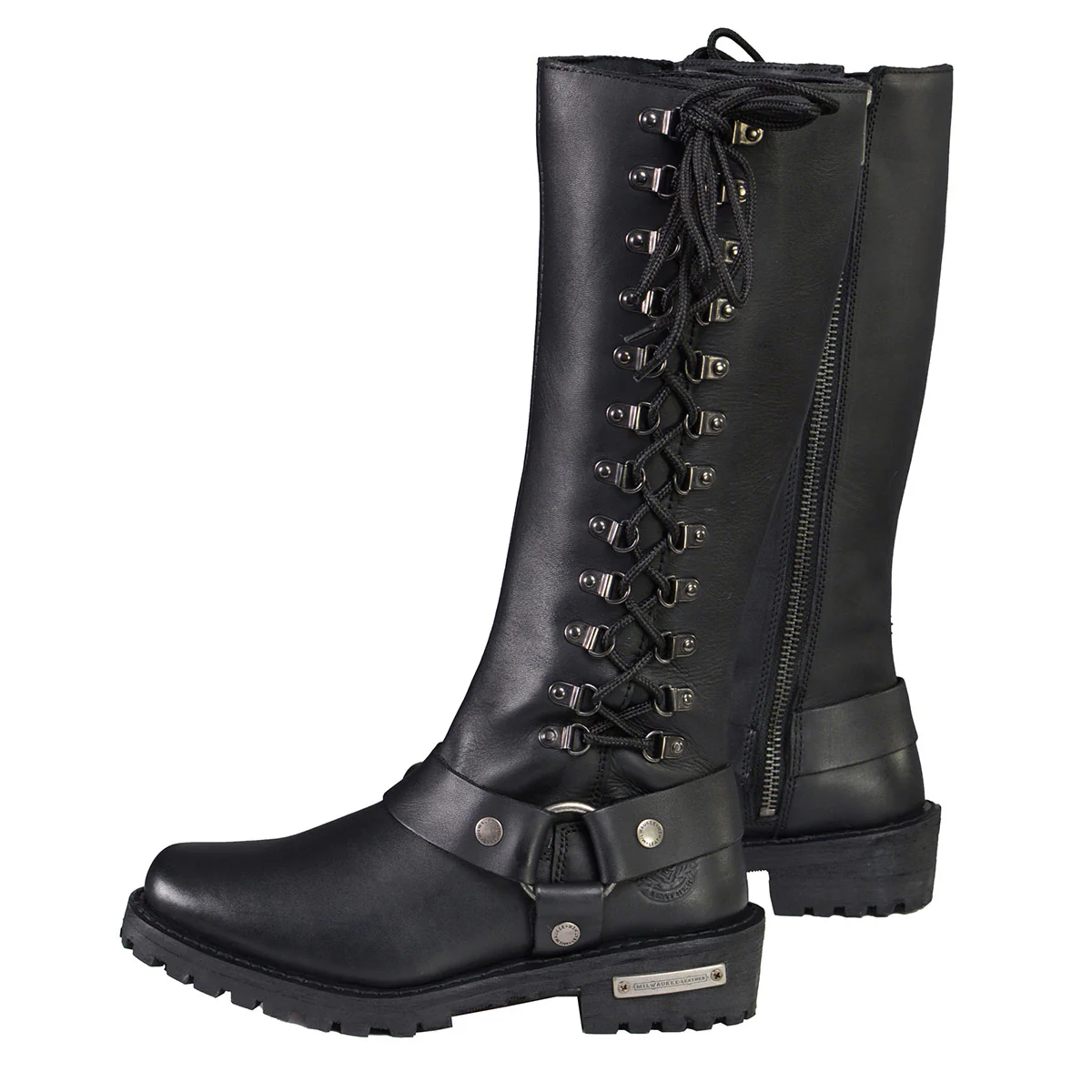 Milwaukee Leather Women's Wide-Width Classic Black Leather 14-Inch Harness Square Toe Tall Motorcycle Boots MBL9365W - Image 11