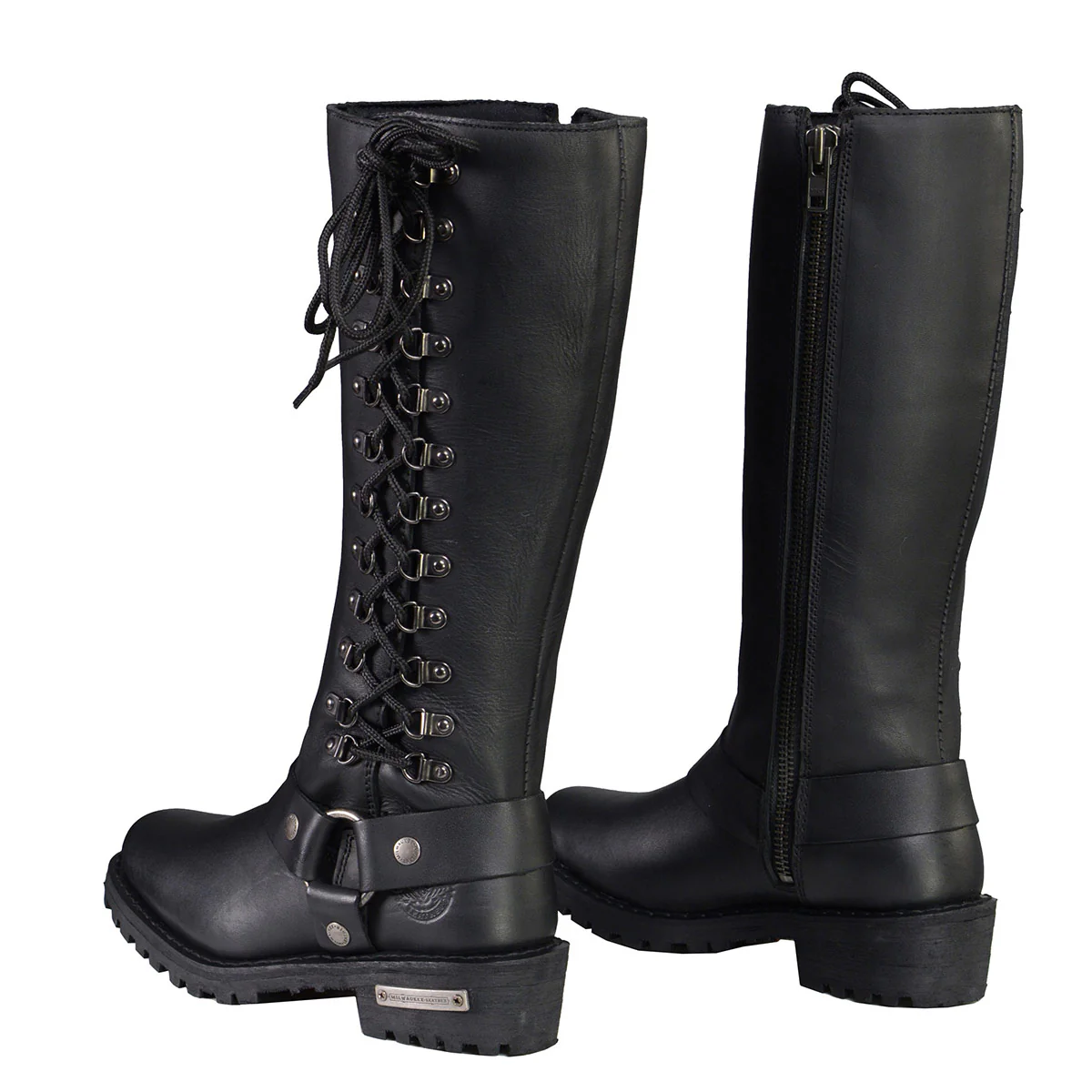 Milwaukee Leather Women's Wide-Width Classic Black Leather 14-Inch Harness Square Toe Tall Motorcycle Boots MBL9365W - Image 12