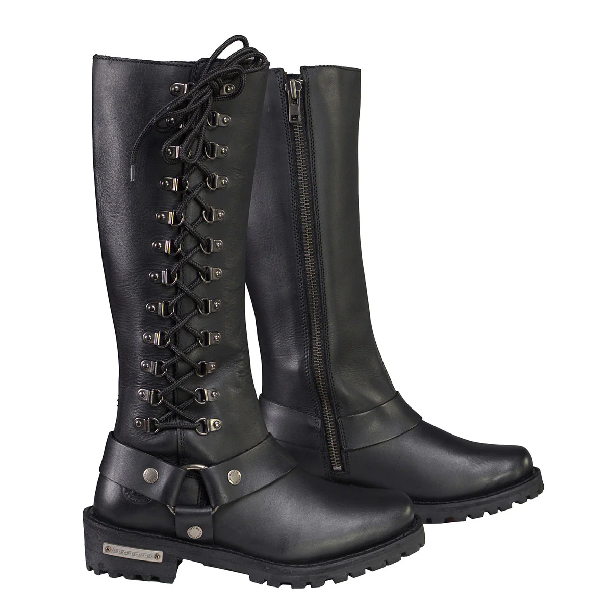 Milwaukee Leather Women's Wide-Width Classic Black Leather 14-Inch Harness Square Toe Tall Motorcycle Boots MBL9365W - Image 16