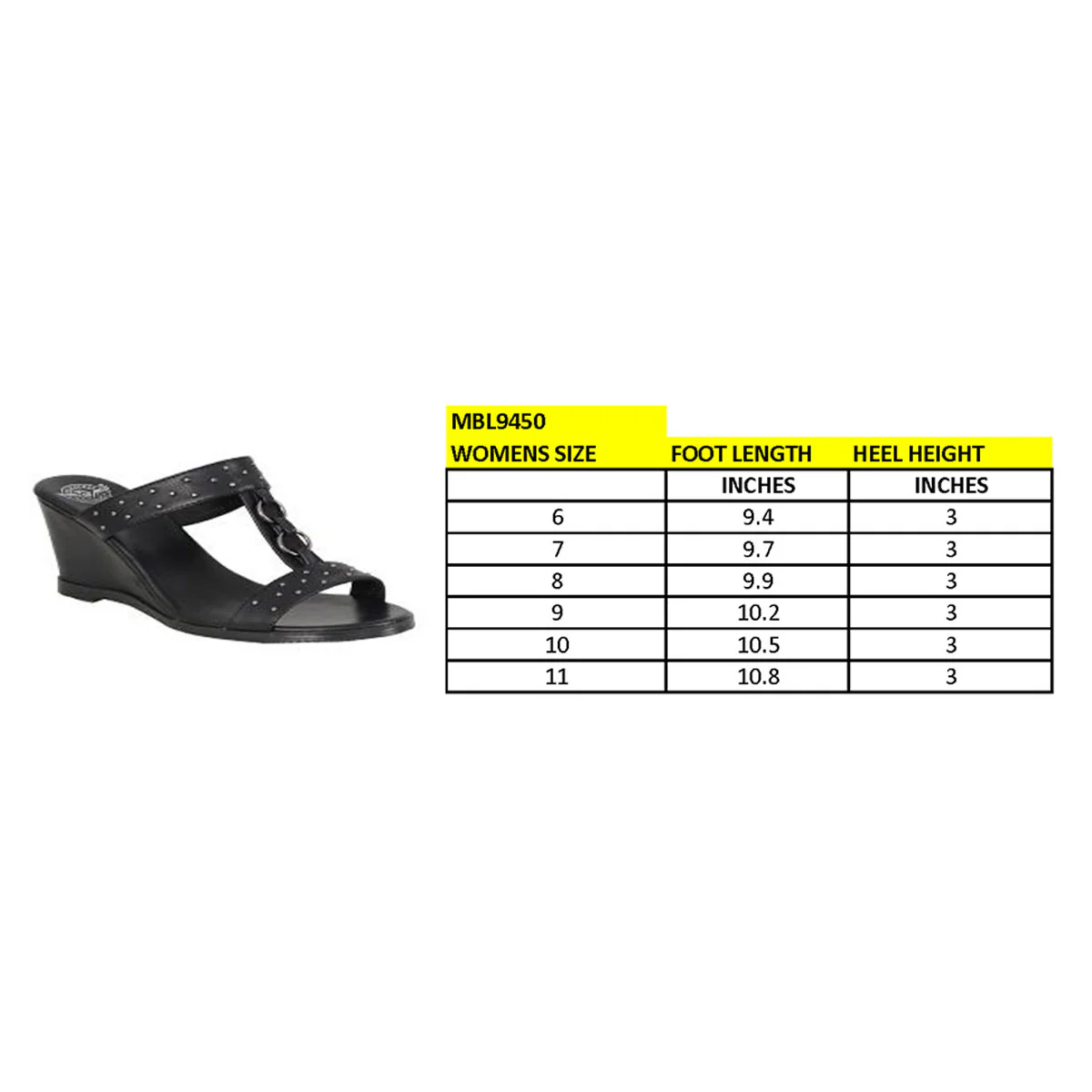 Milwaukee Leather MBL9450 Women's Black Studded Double Strap Fashion Casual Wedge Sandals - Image 3