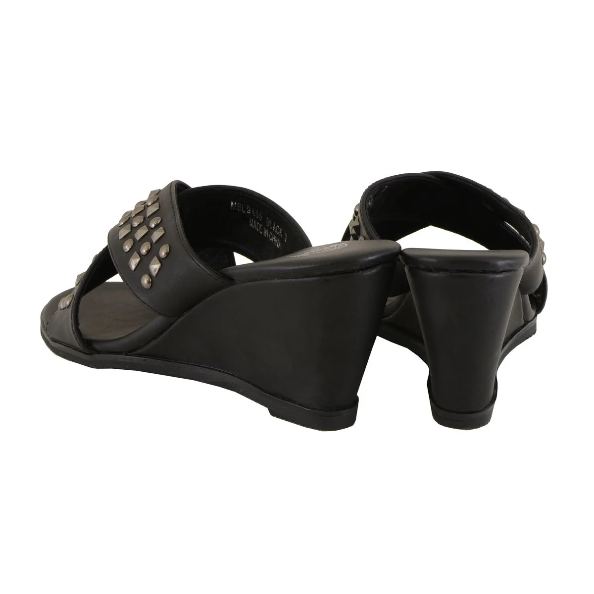 Milwaukee Leather MBL9455 Women's Black Studded Crossover Strap Fashion Casual Wedges - Image 7