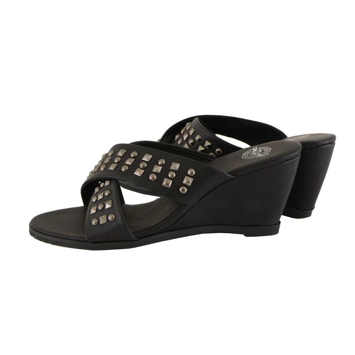 Milwaukee Leather MBL9455 Women's Black Studded Crossover Strap Fashion Casual Wedges - Image 8
