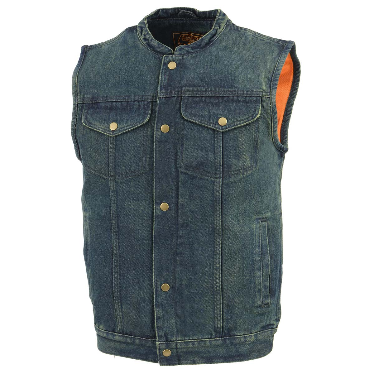 Milwaukee Leather DM2238 Men's Classic Blue Denim Club Style Vest with Snap Button Closure - Image 6