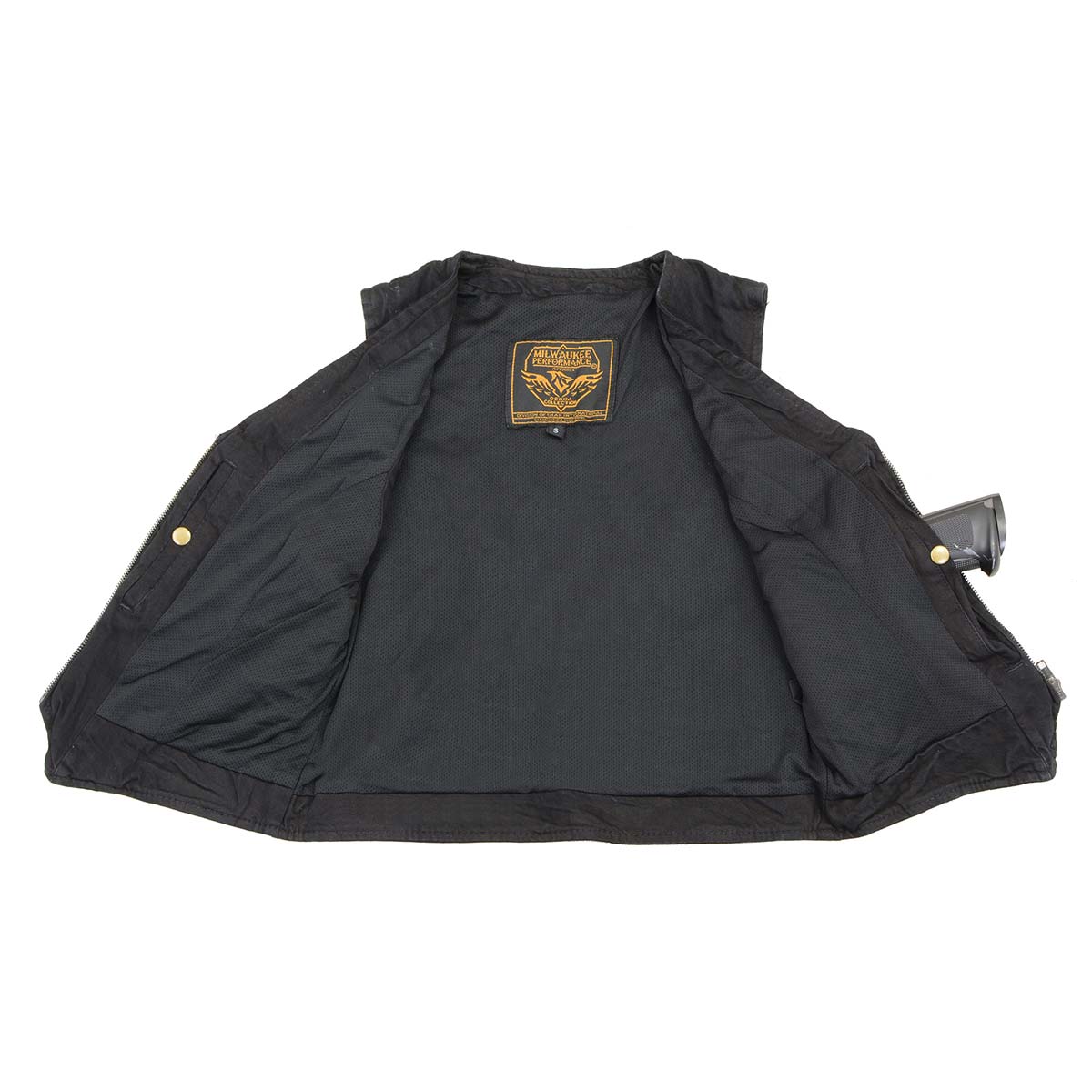 Milwaukee Leather DM1246 Women's Black 'V-Neck Collar' Denim Vest - Image 2