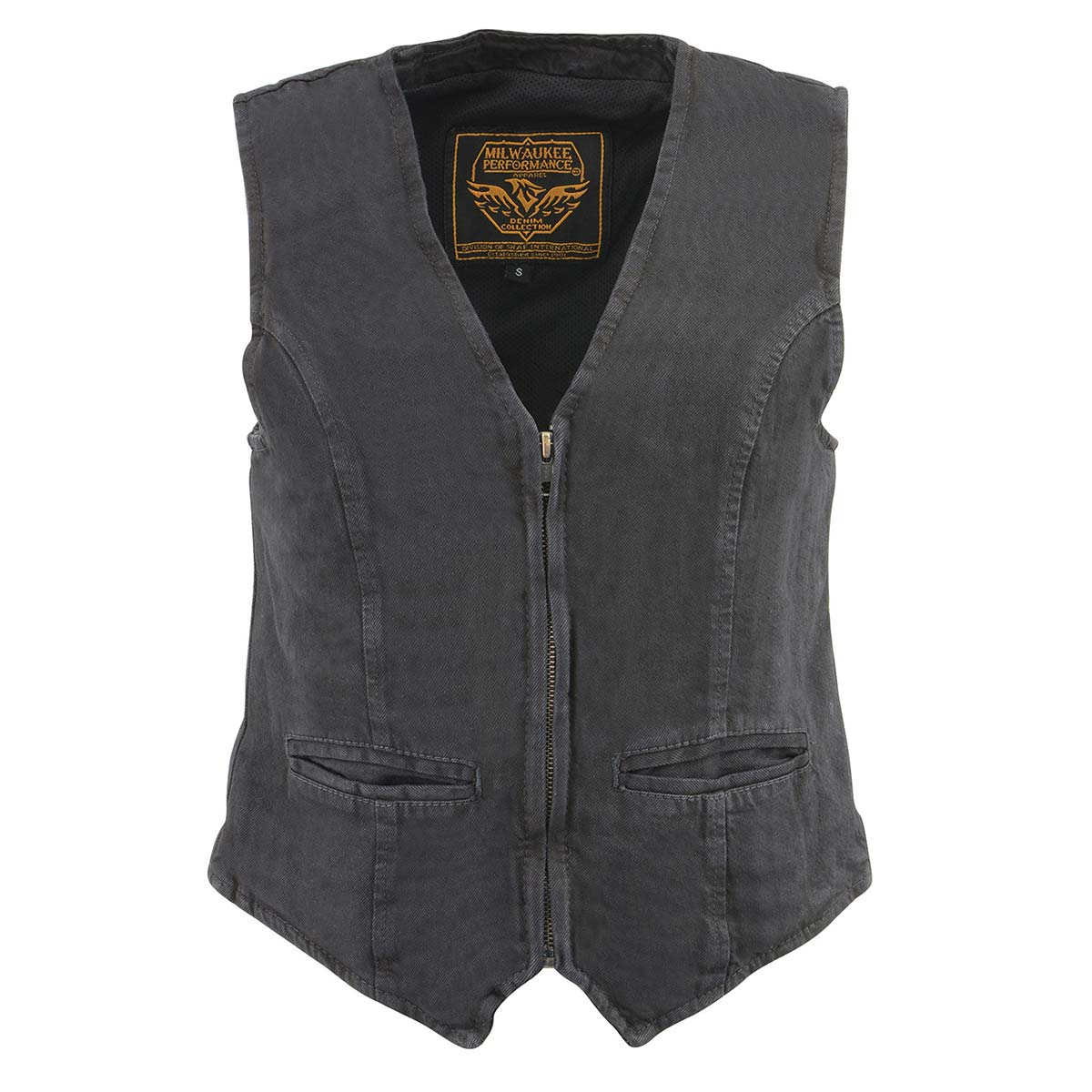 Milwaukee Leather DM1246 Women's Black 'V-Neck Collar' Denim Vest - Image 5
