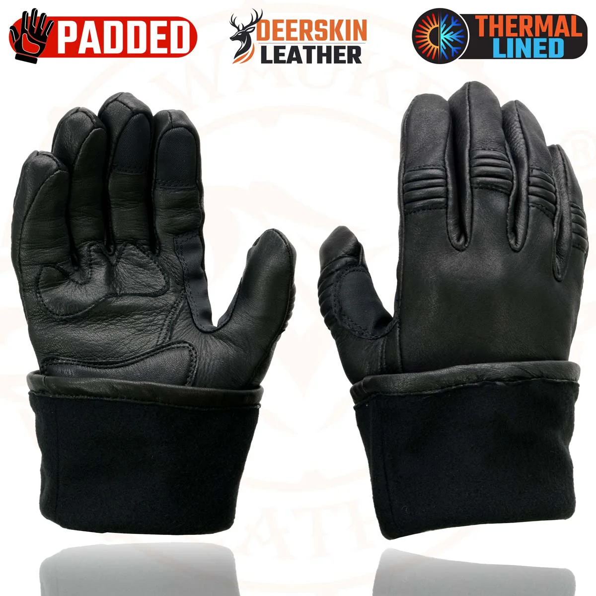 Milwaukee Leather G039 Men's Black Gauntlet Motorcycle Deerskin Long Cuff Thermal Lined Gloves - Image 9
