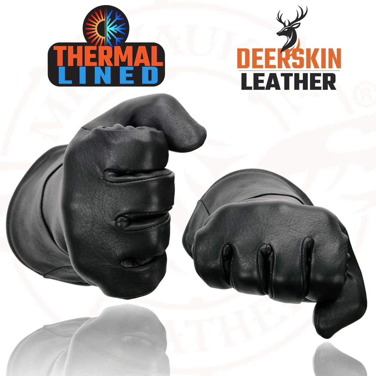 Milwaukee Leather Men's Gauntlet Motorcycle Hand Gloves- Black Deerskin Long Cuff Thermal Lined Leather Palm - G317 - Image 2