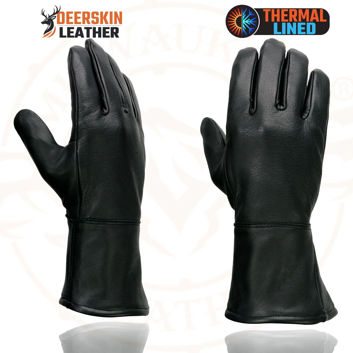 Milwaukee Leather Men's Gauntlet Motorcycle Hand Gloves- Black Deerskin Long Cuff Thermal Lined Leather Palm - G317 - Image 4