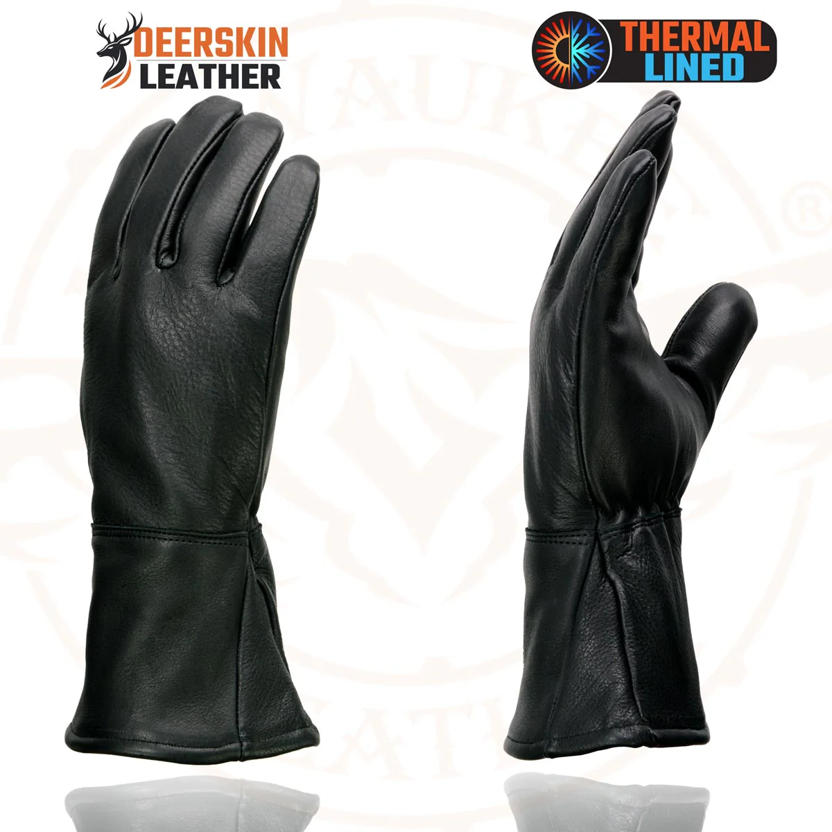 Milwaukee Leather Men's Gauntlet Motorcycle Hand Gloves- Black Deerskin Long Cuff Thermal Lined Leather Palm - G317 - Image 5