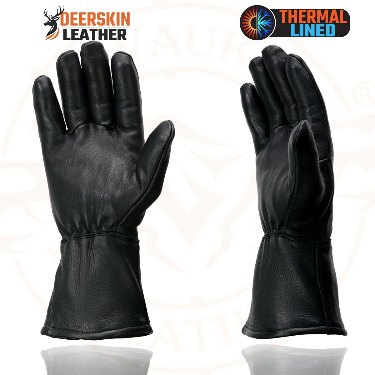 Milwaukee Leather Men's Gauntlet Motorcycle Hand Gloves- Black Deerskin Long Cuff Thermal Lined Leather Palm - G317 - Image 6