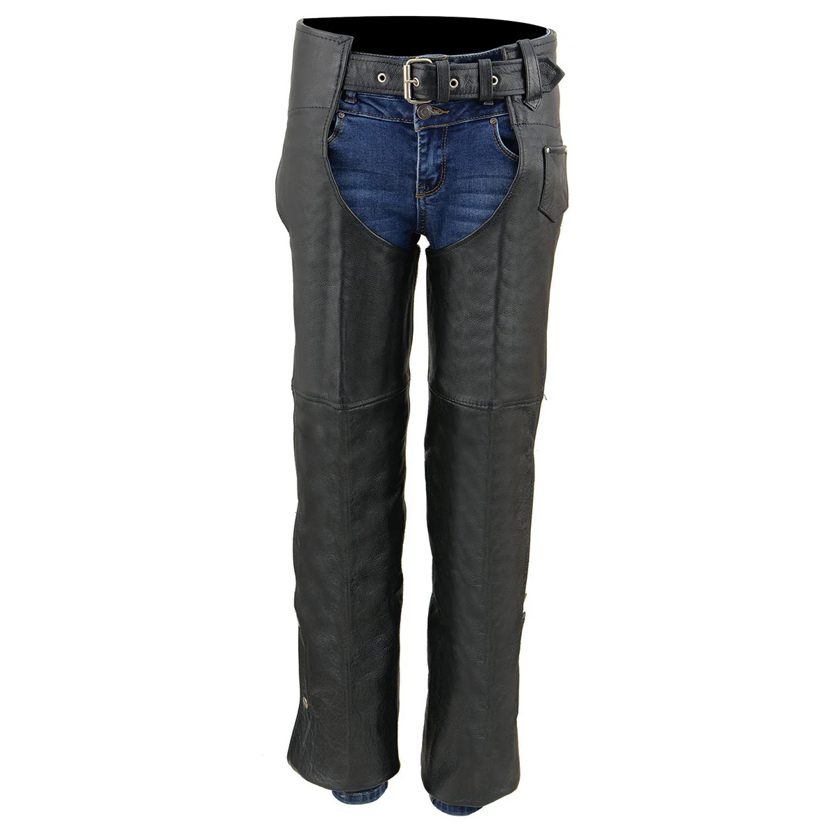 Milwaukee Leather SH2013 Kids Unisex Black Classic Leather Chaps - Image 6