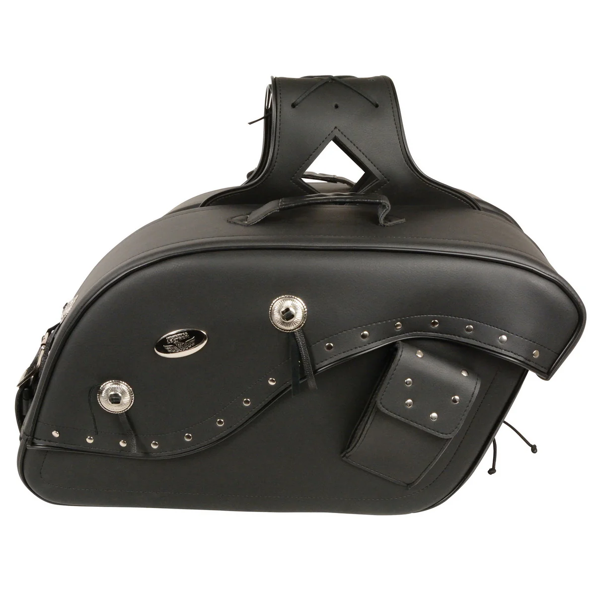 Milwaukee Leather MP8300 Black PVC Large Cruiser Style Riveted Throw Over Saddlebags - Image 2