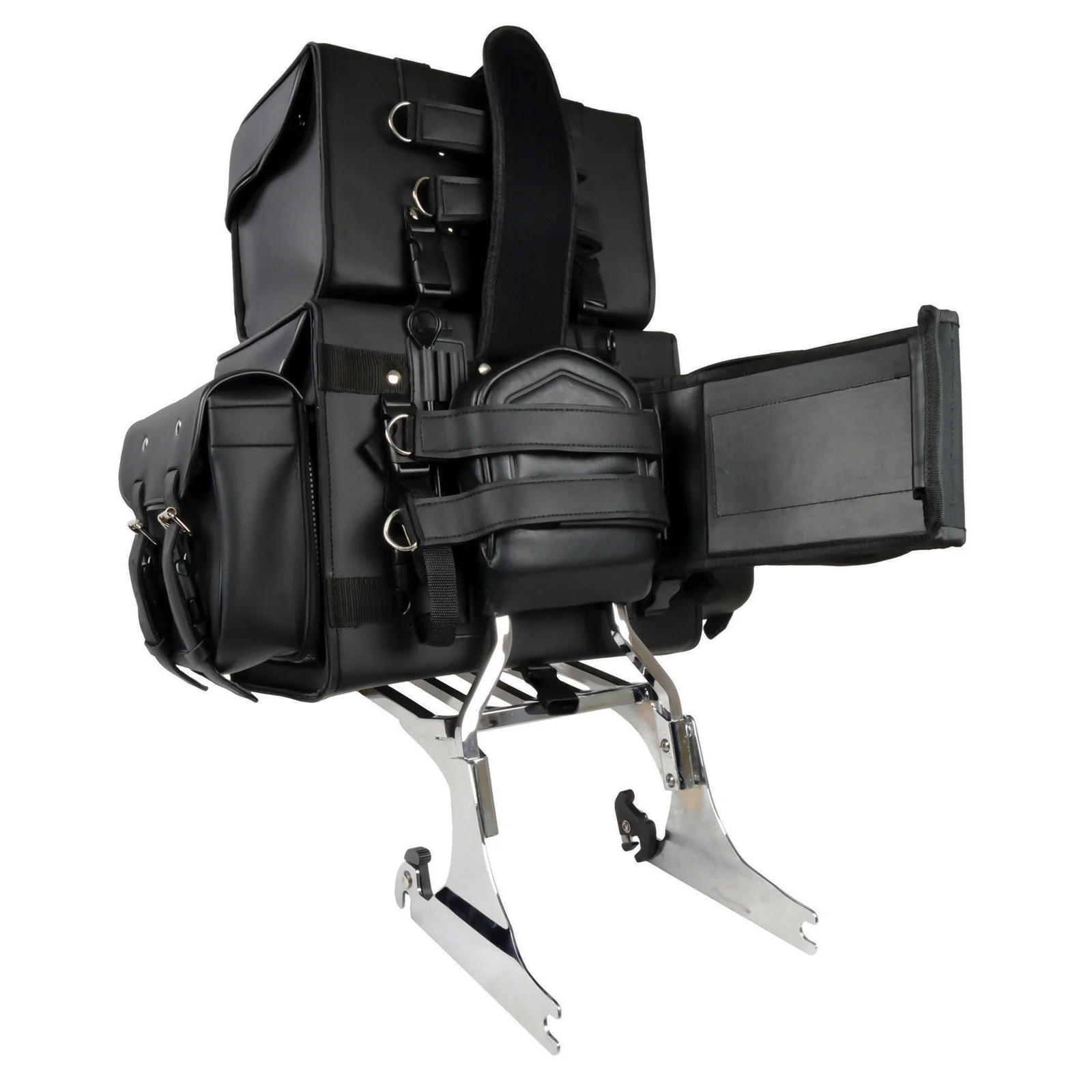 Milwaukee Leather SH65001 Large Black PVC 4-Piece Motorcycle Touring Tail Bag - Image 2