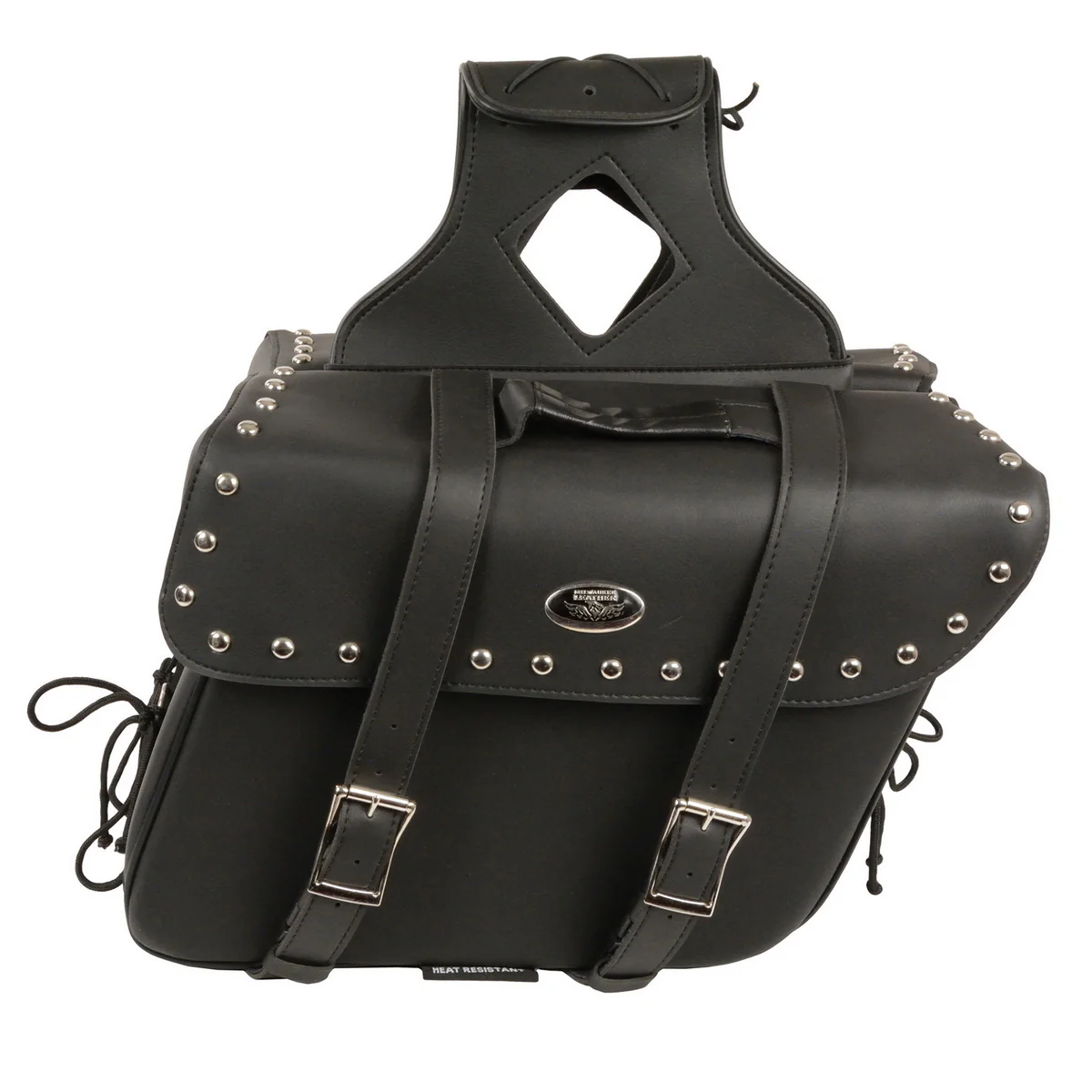 Milwaukee Leather SH579ZB Large Black Zip-Off PVC Slanted Throw Over Studded Saddlebags - Image 3