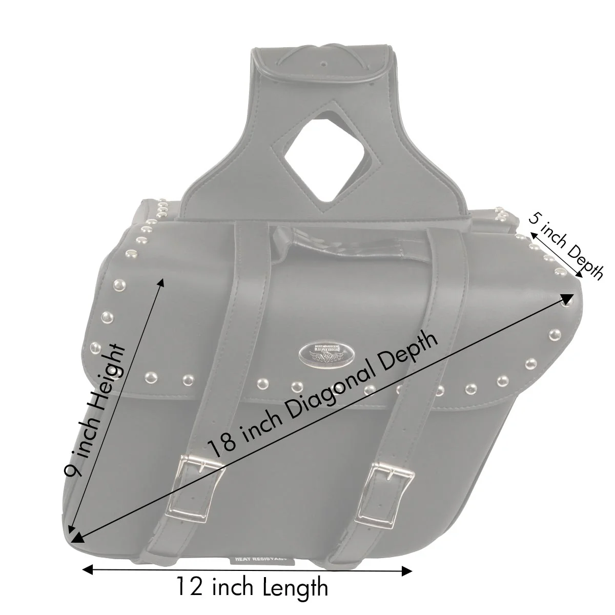 Milwaukee Leather SH579ZB Large Black Zip-Off PVC Slanted Throw Over Studded Saddlebags - Image 4