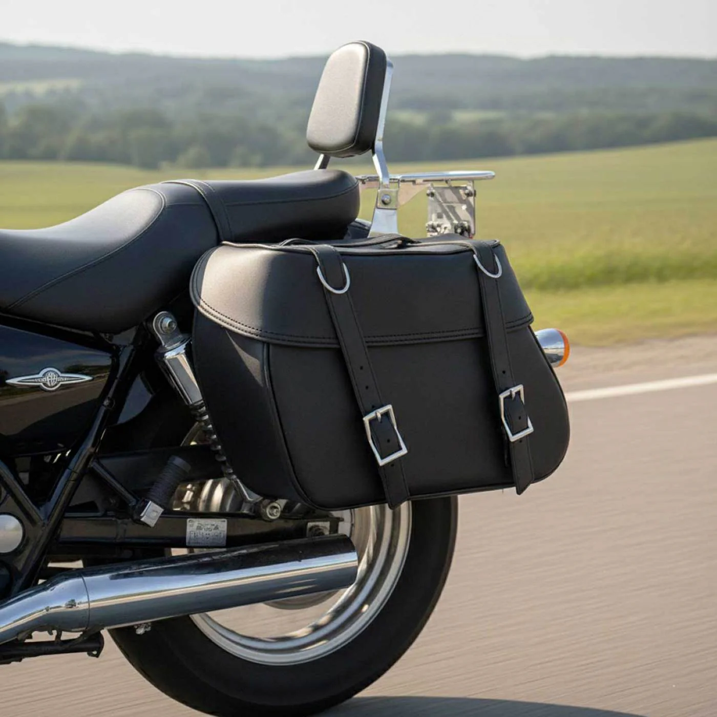 Milwaukee Leather SH57401ZB Black Large Zip-Off PVC Throw Over Motorcycle Saddlebags - Image 4