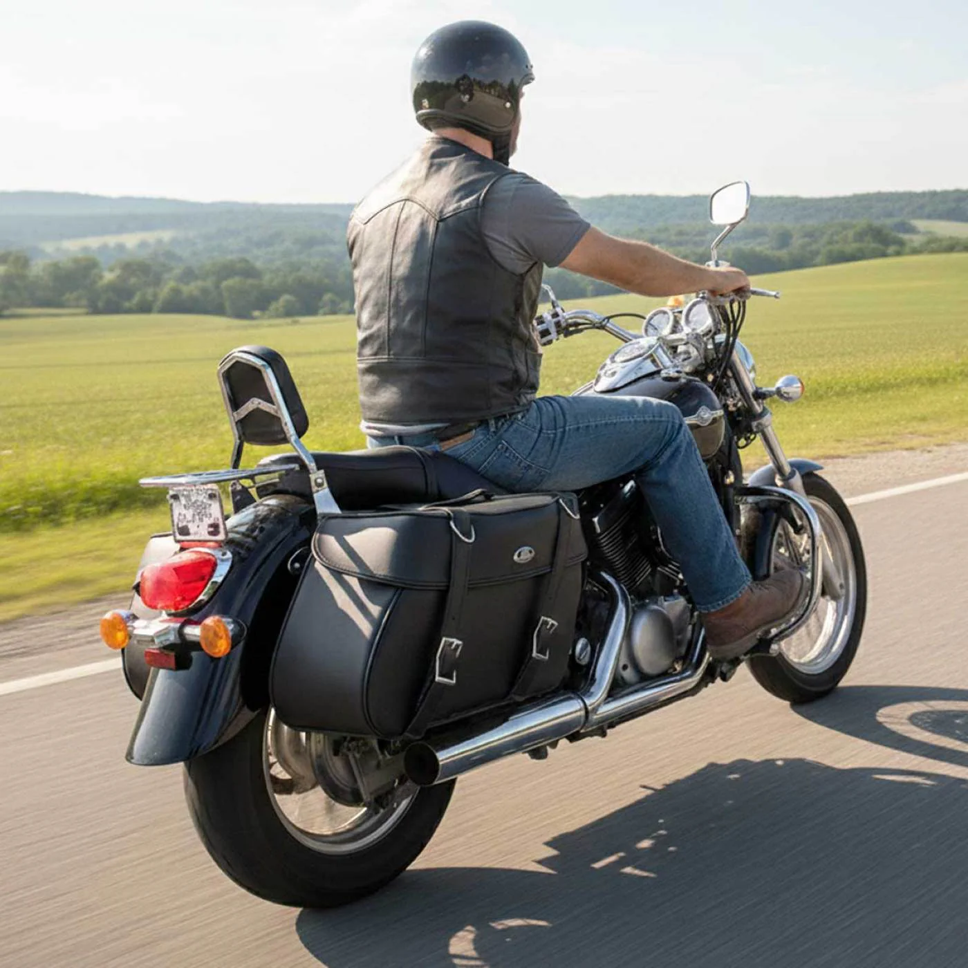 Milwaukee Leather SH57401ZB Black Large Zip-Off PVC Throw Over Motorcycle Saddlebags - Image 5