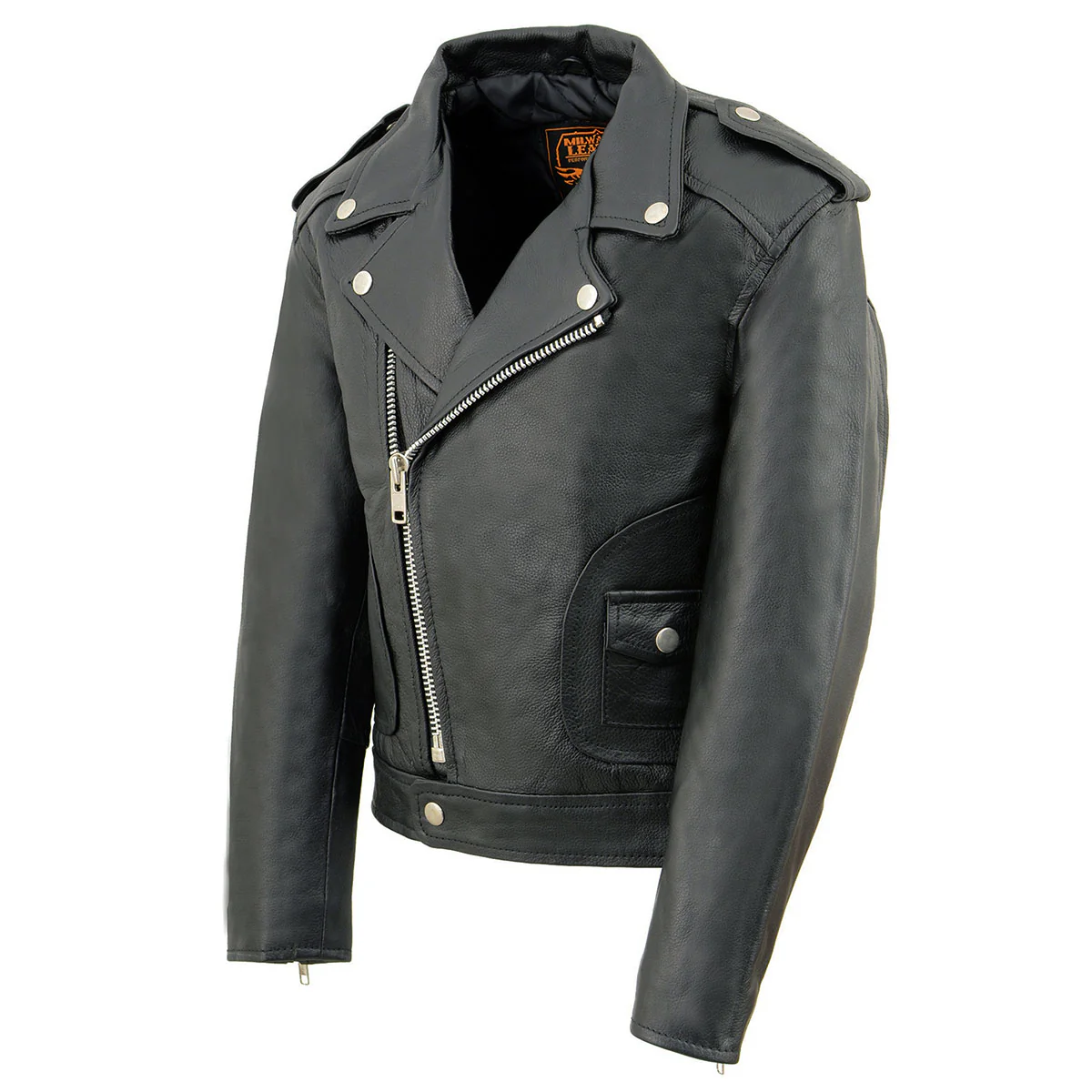 Milwaukee Leather LKK1920 Boy's Black Classic Leather Biker Jacket with Patch Pocket Style - Image 5