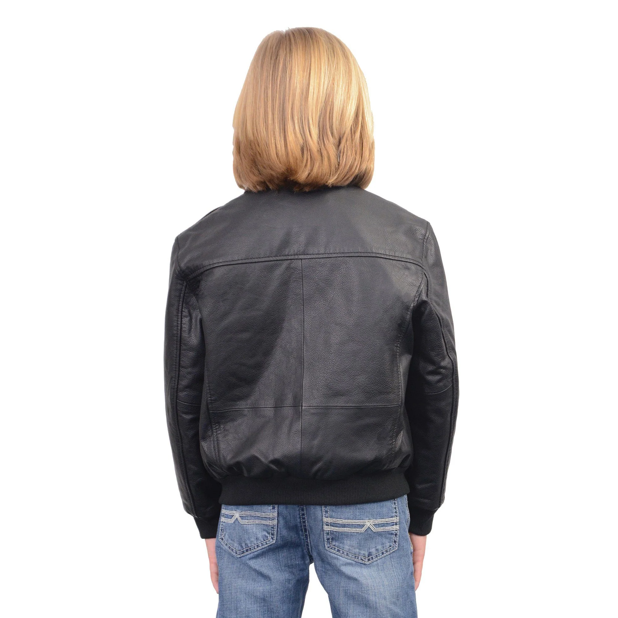 Milwaukee Leather LKK1930 Youth Size Black Leather Bomber Jacket - Image 3