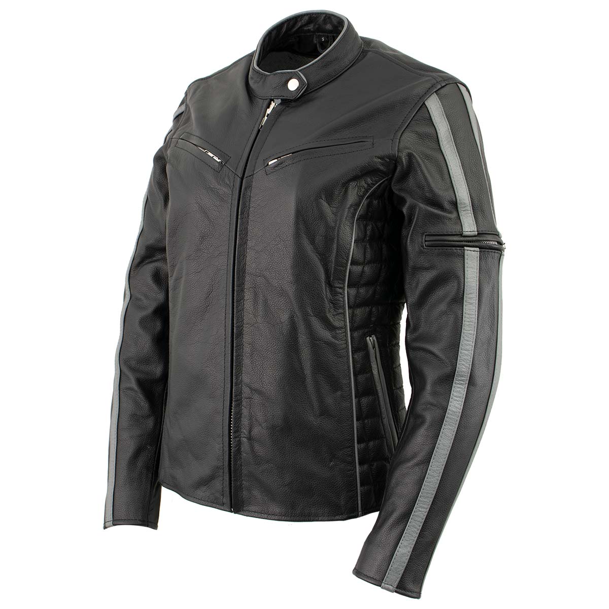 Milwaukee Leather LKL27000 Women’s  Black with Silver Multi Vented Leather Motorcycle Jacket - Image 11