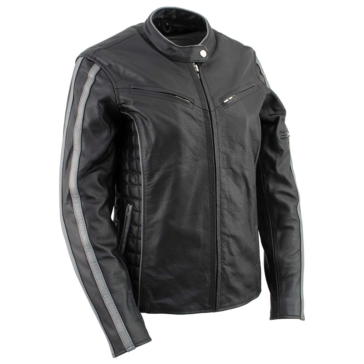Milwaukee Leather LKL27000 Women’s  Black with Silver Multi Vented Leather Motorcycle Jacket - Image 14