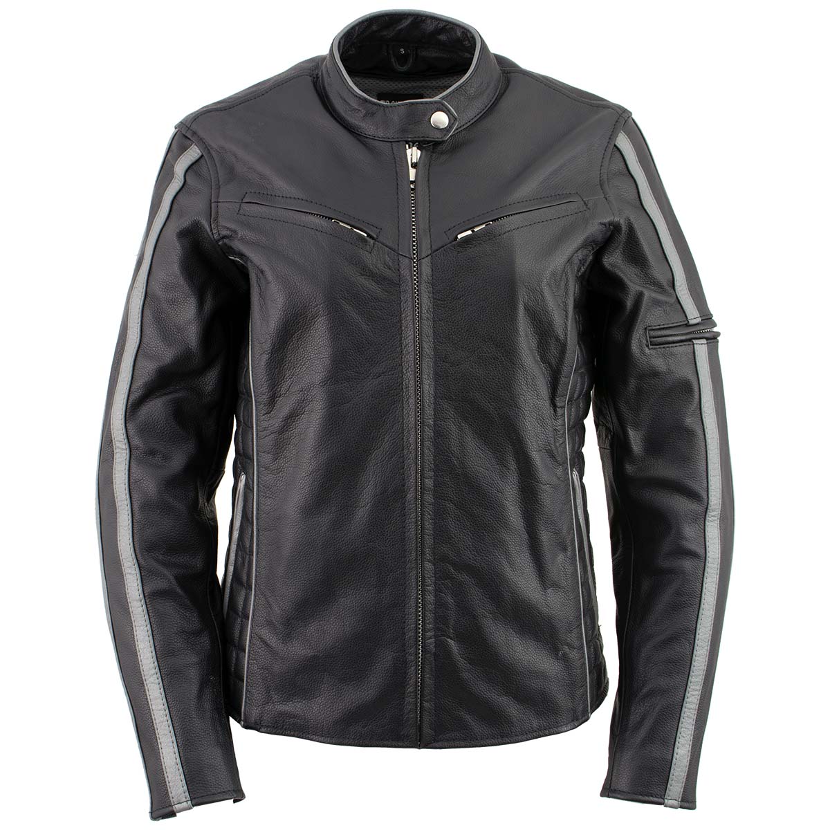 Milwaukee Leather LKL27000 Women’s  Black with Silver Multi Vented Leather Motorcycle Jacket - Image 9