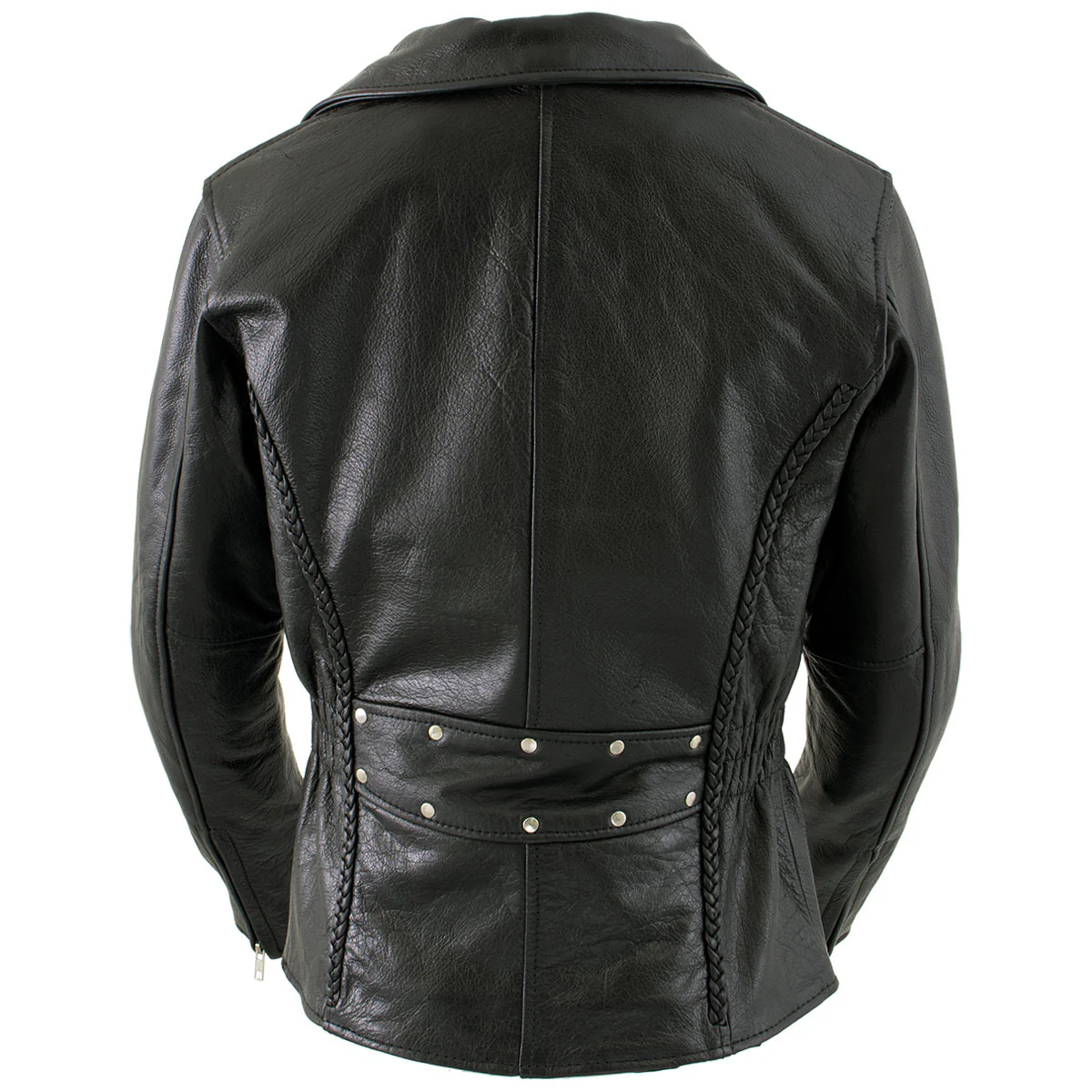 Milwaukee Leather LKL27001 Women's Classic Braided Premium Black Leather Fitted Motorycle Riders Biker Jacket - Image 8