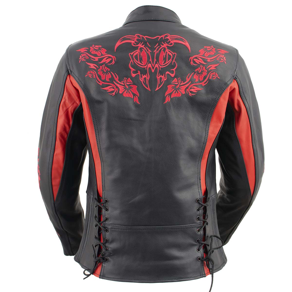 Milwaukee Leather LKL27003 Women's Premium Black and Red Leather Embroidered Jacket with CE Armor Protection - Image 2
