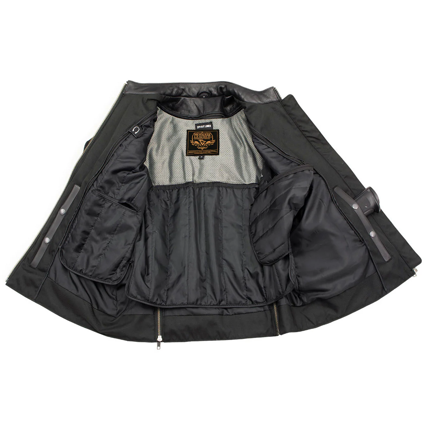 Milwaukee Leather LKL27005 Women's Scuba Style Black Leather Motorcycle Biker Jacket w/ Reflective Wings and Studs - Image 4