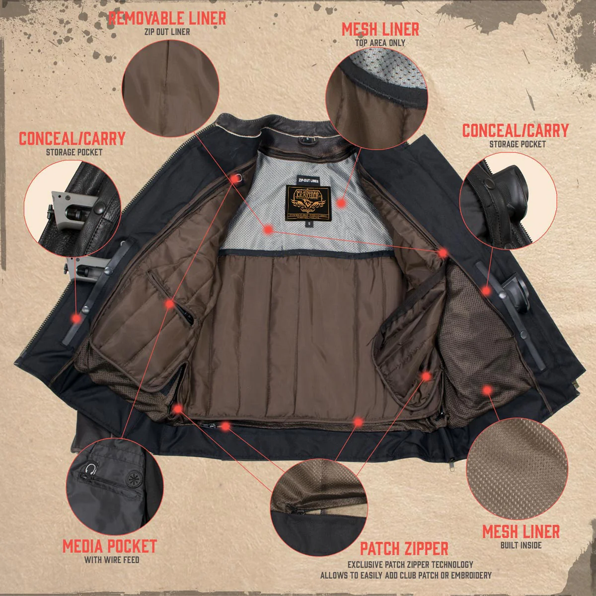 Milwaukee Leather LKL27006 Women's Premium Distress Brown Leather Motorcycle Biker Jacket w/ CE Armor Protection - Image 5