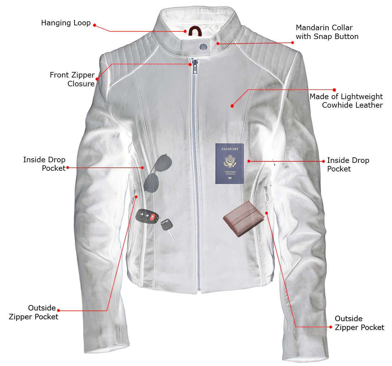Milwaukee Leather LKL2735 Women's Black Premium Leather Scuba Style Biker Jacket w/ Mandarin Collar - Image 5