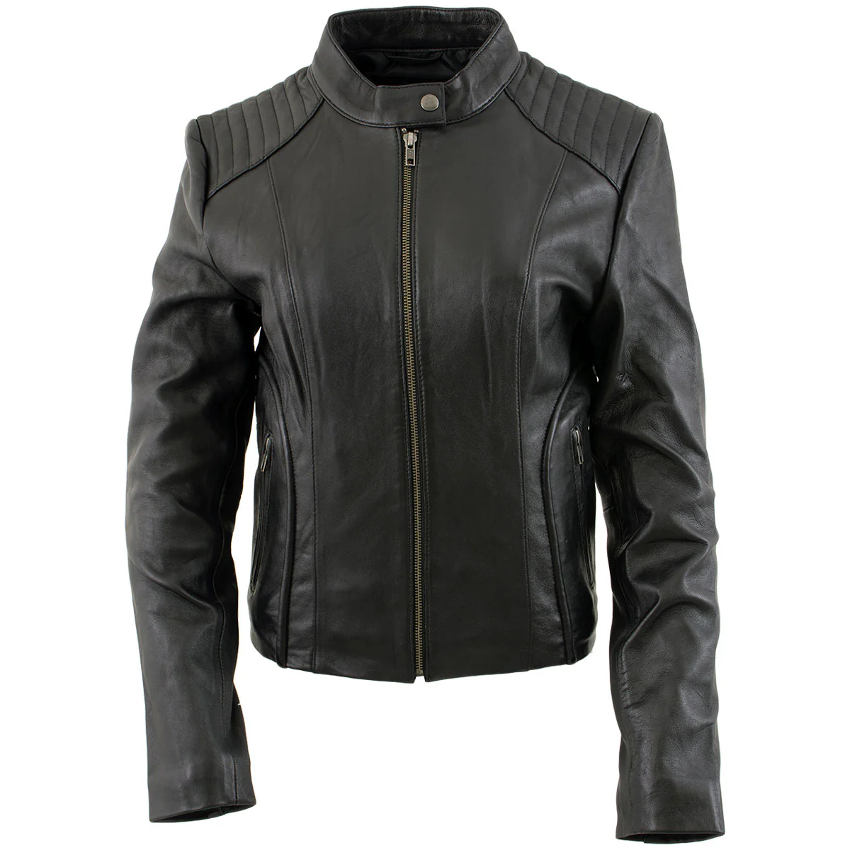 Milwaukee Leather LKL2735 Women's Black Premium Leather Scuba Style Biker Jacket w/ Mandarin Collar - Image 7
