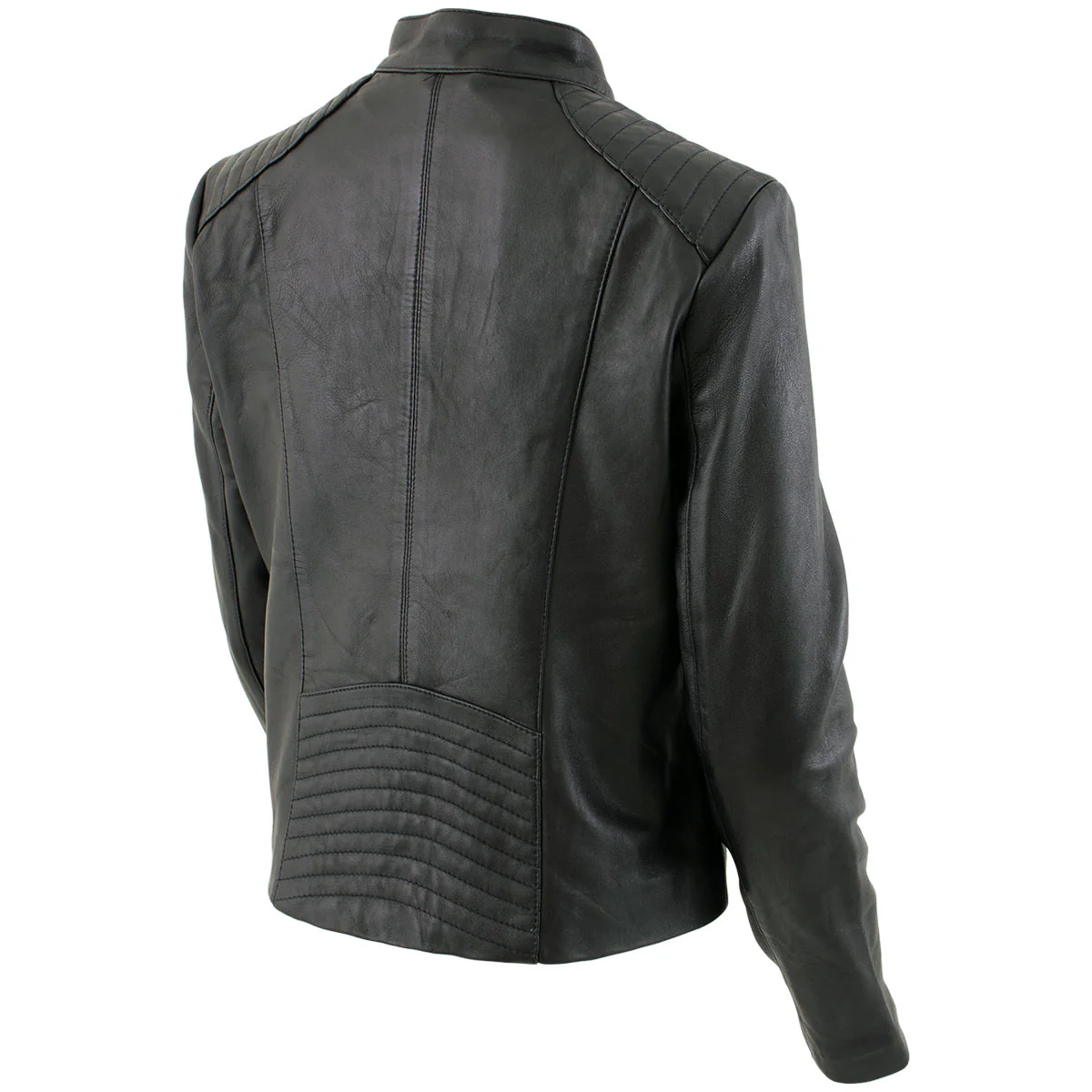 Milwaukee Leather LKL2735 Women's Black Premium Leather Scuba Style Biker Jacket w/ Mandarin Collar - Image 9