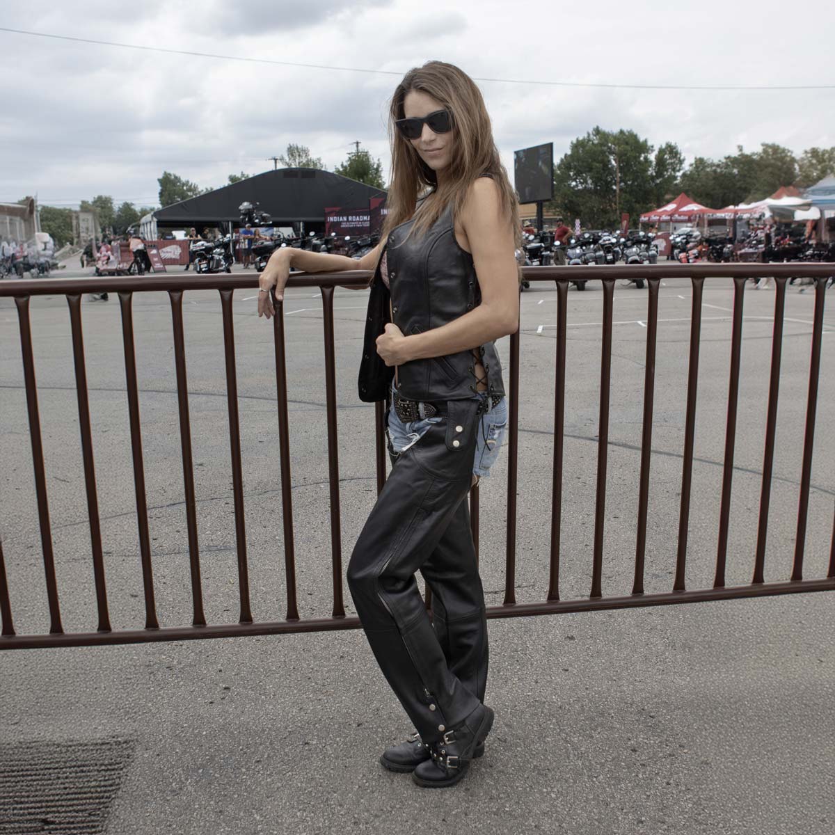 Milwaukee Leather LKL4700 Women's Black Premium Leather Side Laced  Motorcycle Biker Riders Vest w/ Snap Closure - Image 4