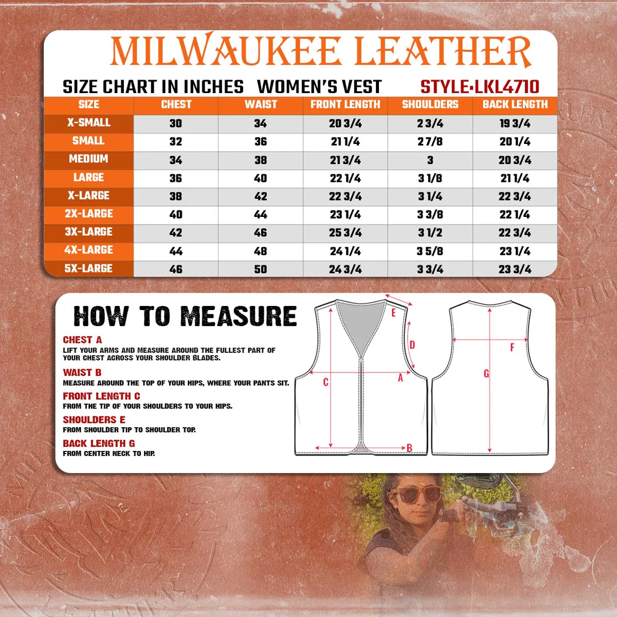 Milwaukee Leather LKL4710 Women's Black Premium Leather Motorcycle Biker Rider Vest w/ Snap Button Closure - Image 3